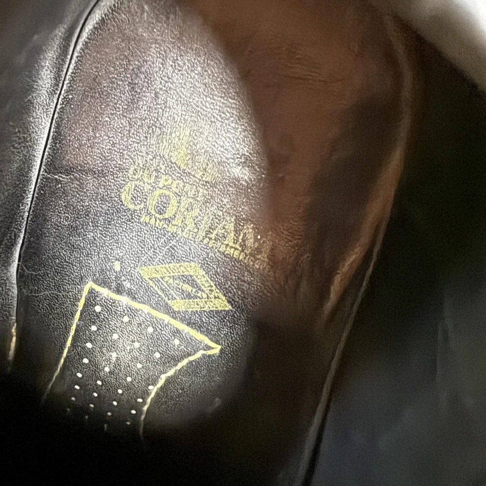 Topflite Corfam Military Black Synthetic Leather Derby Dress Shoes Mens 11